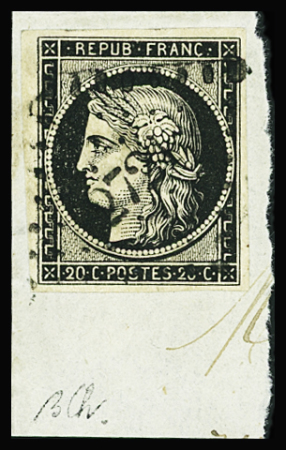 N°3 20c noir avec PC2721, TTB