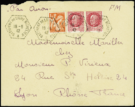 N°435 + 516 en paire obl CAD hex "Batiment de lign