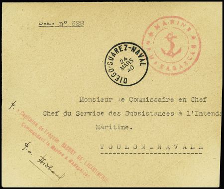 Lettre en franchise avec CAD "Diego Suarez naval" 