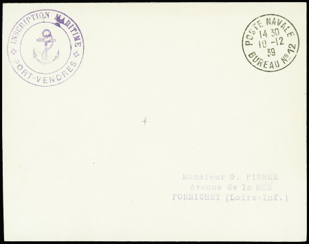 Lettre en franchise avec CAD "Poste navale bureau 