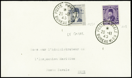 Egypte n°198A + 228 obl CAD "Poste navale Bureau n