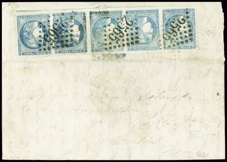 N°45, bande de 5 (1 ex touché, les autres belles m