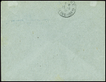 N°137 + 143 obl cachet bleu avec déesse assise "Rés