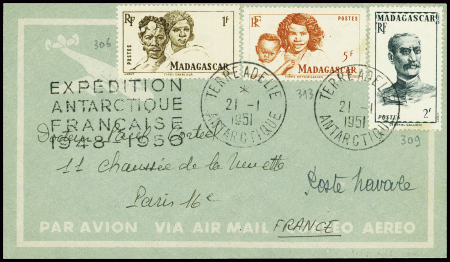 Madagascar n°306 + 309 + 313 obl Terre Adélie (21.