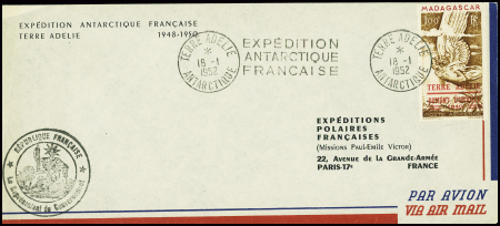 TAAF PA n°1 obl Terre Adélie (18.1.1952) sur env 1