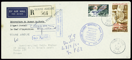 TAAF n°1 + PA n°1 sur lettre recommandéeet signatu