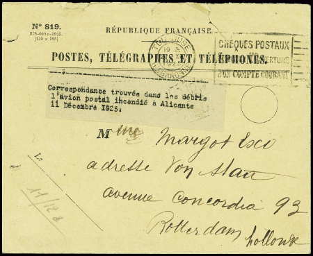 11.12.1925. Env brîlée AFF Maroc n°107, 5 pièces o