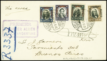 Chili PA14 à 17 obl Santiago (18.7.1929) sur lettr