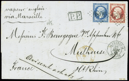 N°14 + 17 obl GC 3080 + T15 "Alexandrie Egypte" (2