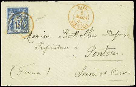 N°90 obl CAD rouge "Saïda Mecheria" (1882) répété 