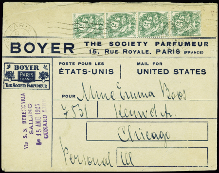 N°111, bande de 4 de roulette obl mec "Paris Saint