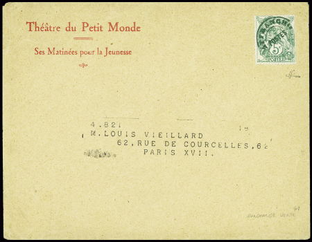 N°41c 5c vert avec surcharge verte sur lettre à en