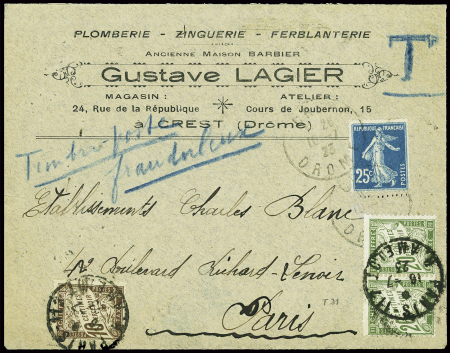 N°140 obl Crest Drôme (10.7.1923) sur lettre pour 