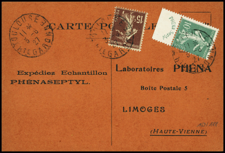 N°188, 10c semeuse vert avec bandelette Phéna + n°