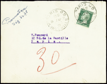 N°174, 30c Pasteur, obl CAD pneu "Paris 69 R. de V