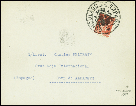 France n°283, 50c Paix obl grand cachet noir avec 