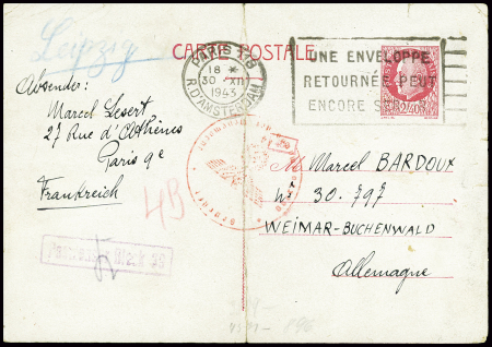 Entier CP 2F40 Pétain rouge obl Paris 118 (30.12.1