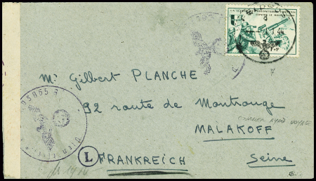 LVF n°7, F + 1F vert obl CAD "Feldpost" (janv 1944