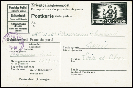 Postkarte de l'Oflag VID avec figurine noire 20F e