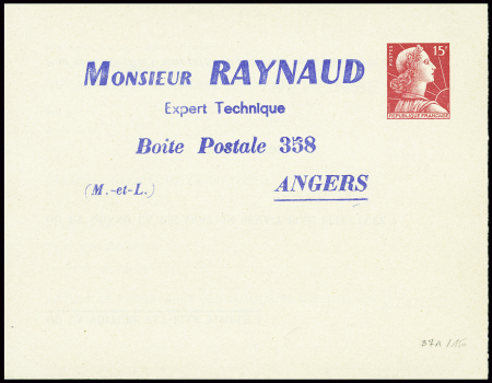 Entier TSC 15F Muller rouge TSC Bureau Commun Aut