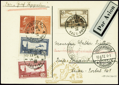 N°199 + 243 + PA5 + PA6 obl Mulhouse (14.4.32) sur