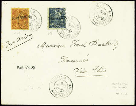 Nouvelle Calédonie n°95 + 100 avec petite surcharg