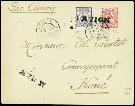 Nouvelle Calédonie n°92 + 93 avec surcharge"avion"