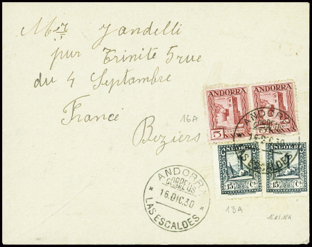 N°16A en paire + 18 en paire obl CAD "Andorra Las 