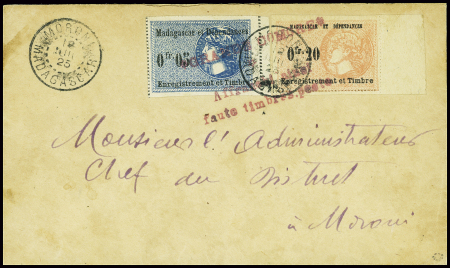 Comores timbres fiscaux 0F05 bleu et 0F20 orange a