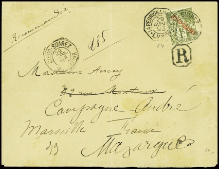 N°24, 1F olive, obl Diego Suarez (avril 1893) sur 