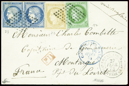 Colonies générales n°17 + 22 + 23, 2 pièces, obl l