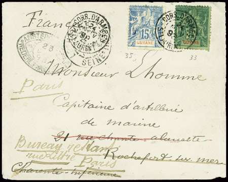 Guyane n°33 + 35 obl CAD rond "Corr d'armées St La