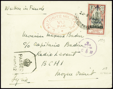 N°159, France Libre obl Chandernagor (1943) sur le