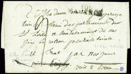 Lettre avec au verso MP "DEB 27 Noigent le Rotrou"