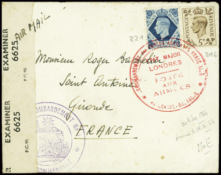 Grande-Bretagne n°216  + 221 obl grand cachet roug