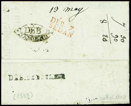 Lettre de Strasbourg (1808) avec triple déboursé :