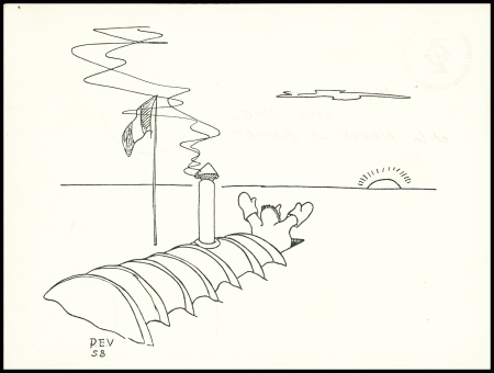 Rare et carte de vœux PEV58 : explorateur sortant 