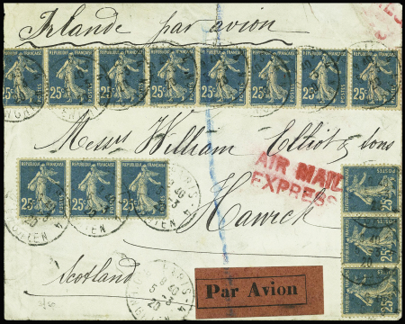 N°140, 14 pièces obl Paris 4 (5.3.2 ) sur lettre p