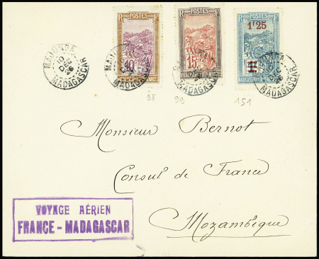 Madagascar n°98 + 99 + 151 obl Majunga (10 dec 26)
