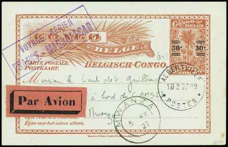 Congo belge n°89, entier CP obl CAD "Albertville p