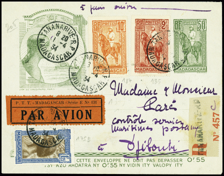 Madagascar n°175B + 185 + 187 obl Tananarive (11.4