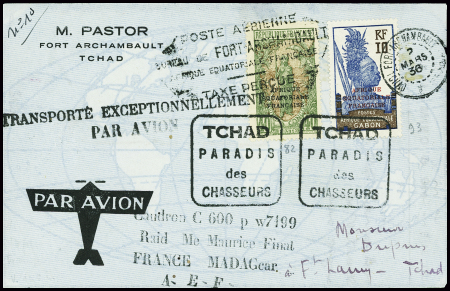 Congo n°82 + Tchad n°93 obl Fort-Archambault (2 ma