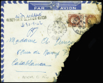 N°517 en paire obl Cannes (25.9.42) sur env brûlée