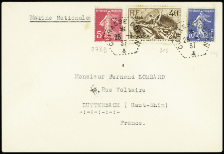 N°278B + 279 + 315 obl hex "Cuirassé Ocean" (25.1.