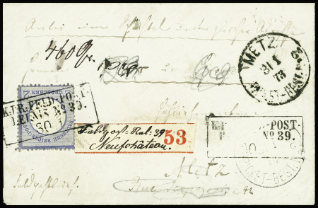 Allemagne n°17 obl CAD rect "K. PR. Feldpost n°39"