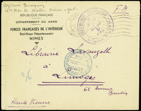 Gard : Lettre en franchise à en-tête "République f