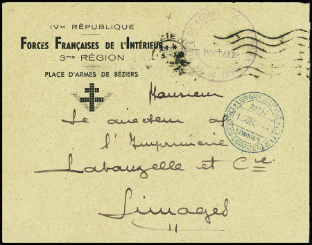 Lettre en franchise avec en-tête à croix de Lorrai