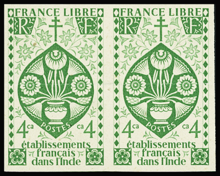 N°219a et 220a en paires non dentelées, neuf **, pli