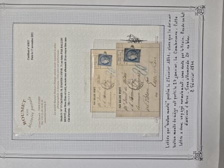 1870 Collection exceptionnelle sur la Poste par Ballon