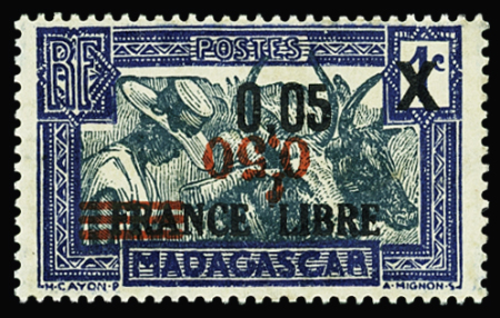 N°241b 0,50 sur 0,05 sur 1c. bleu et vert-bleu, variété